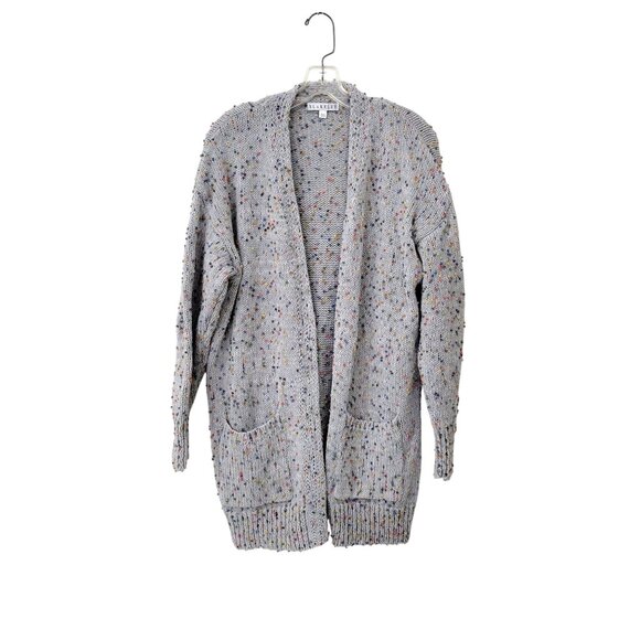 Blakeley Sweaters - Blakeley Speckled Knit Open Front Cardigan OS Gray With Multicolor Accents 100%